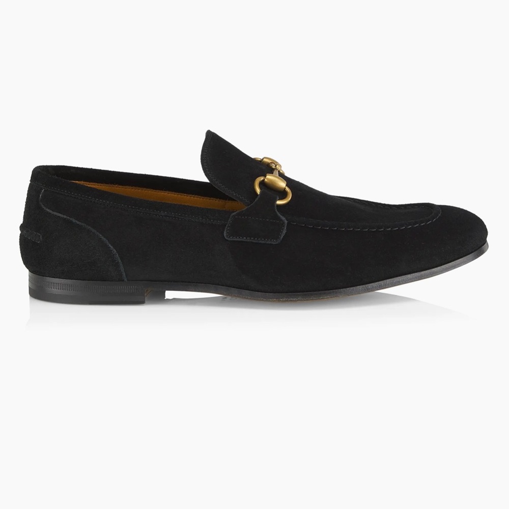 Gucci Black Loafers with Gold Accent